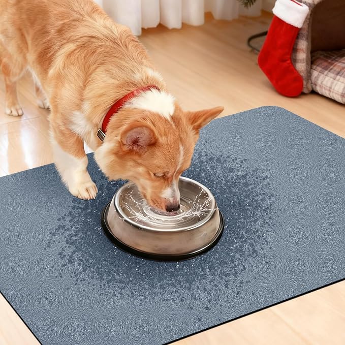 Non Slip Bath Mat, Thin Bathroom Rugs Fit Under Door, Quick Dry Bath Mats, Machine Washable Bath Rugs for Bathroom, Bathtub & Kitchen, Haze Blue/Upgraded Solid/24 x17