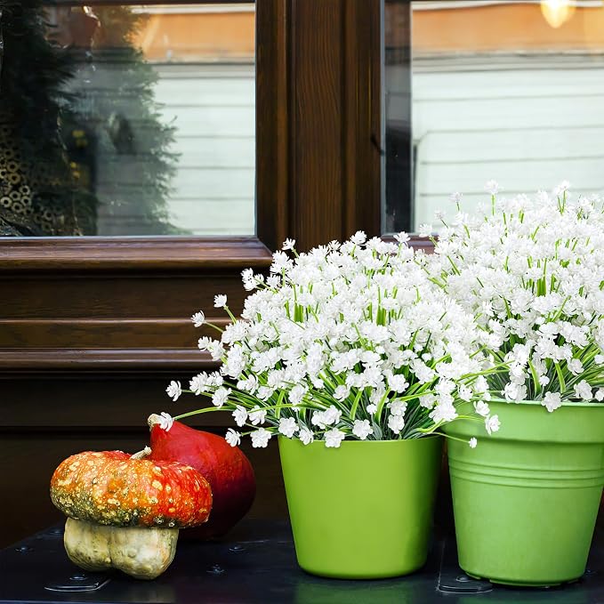 AGIRL Artificial Flowers Outdoor UV Resistant Fake Plant Garden Patio Decor | 24 Bundles,No Fade Plastic Faux Flowers for Hanging Planters front porch yard Indoor Outside,grave decorations for cemetery