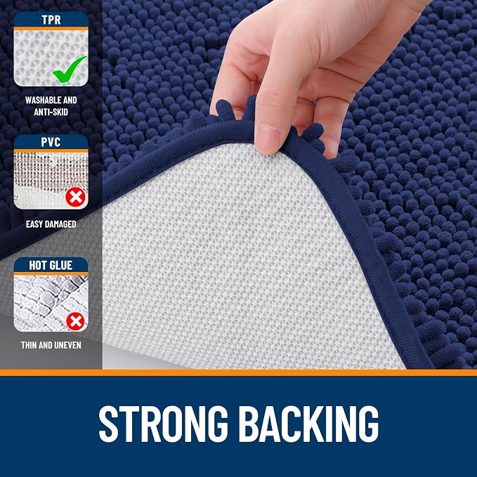 OLANLY Bathroom Runner Rugs 40x24, Extra Soft Absorbent Chenille Bath Rugs | Twilight Sapphire, Quick-Drying Rubber Backing, Machine Washable Long Bath Mat for Bathroom Floor, Tub and Shower, Home Decor