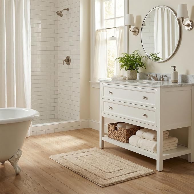 GRANNY SAYS Bathroom Rugs Non Slip, 16" x 24", Bath Rugs for Bathroom Washable, Bath Mats for Bath Floor, Microfiber Bath Mat for Tub, Absorbent Bath Rugs for Bath, Khaki | Ultra-soft, with durable TPR backing for reliable grip, fast water absorption, ...