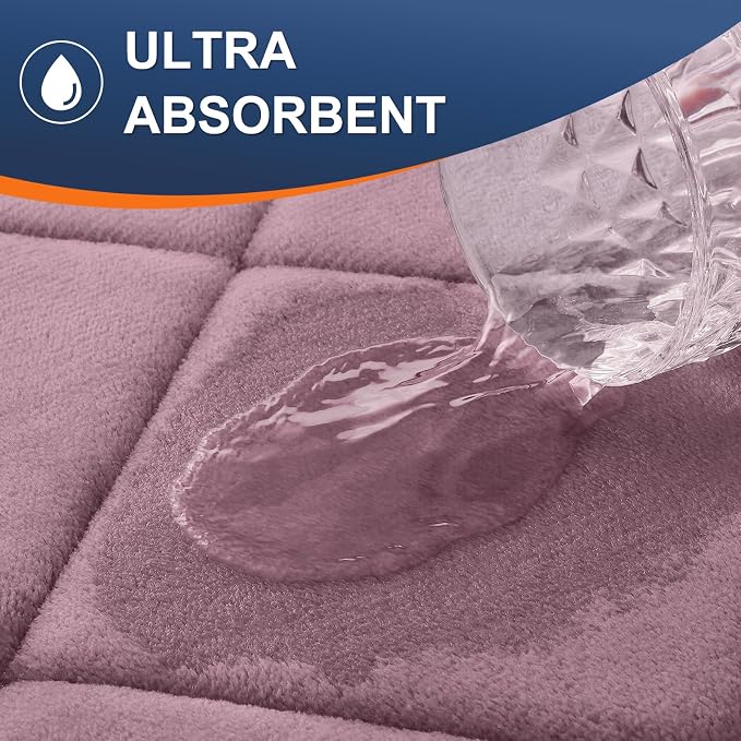 OLANLY Memory Foam Bath Mat 44x24, Ultra Soft and Absorbent Bathroom Rugs | Deep Plum, Quick Dry, Machine Washable Shower Bath Rugs, Comfortable Bath Carpet for Bathroom Floor, Tub and Shower