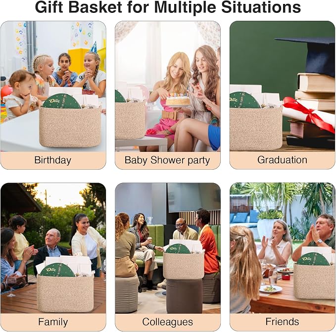 ICERZCZ Woven Cotton Rope Storage Basket for Organizing, Cute Decorative Baskets for Gifts Empty, Organizer Bins for Dog Toy, Baby Laundry, 17“×13”×9.5“, Brown