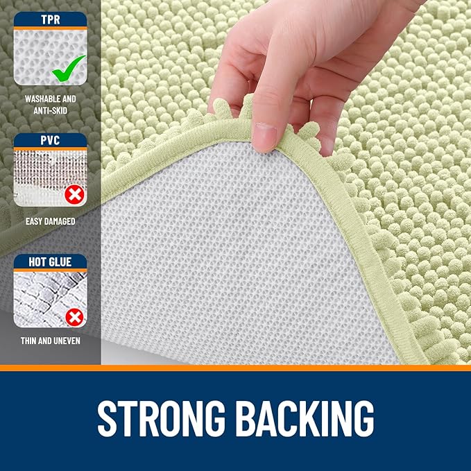 OLANLY Large Bathroom Rugs 40x32, Extra Soft Absorbent Chenille Bath Rugs | Vanilla, Quick-Drying Rubber Backing, Machine Washable Bath Mat for Bathroom Floor, Tub and Shower, Home Decor Accessories