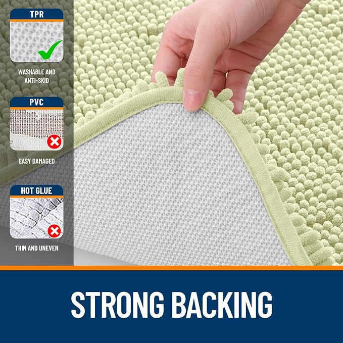 OLANLY Bathroom Runner Rugs 45x27, Extra Soft Absorbent Chenille Bath Rugs | Vanilla, Quick-Drying Rubber Backing, Washable Long Bath Mat for Bathroom Floor, Tub and Shower, Home Decor Accessories