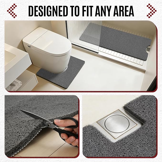 Shower Mat Bathtub Mat Non Slip, Bathmats Non Slip, Quick Drying Foot Scrubber Loofah Mats for Shower, Tub, Bathroom, Home, 47x16inch, Dark Grey