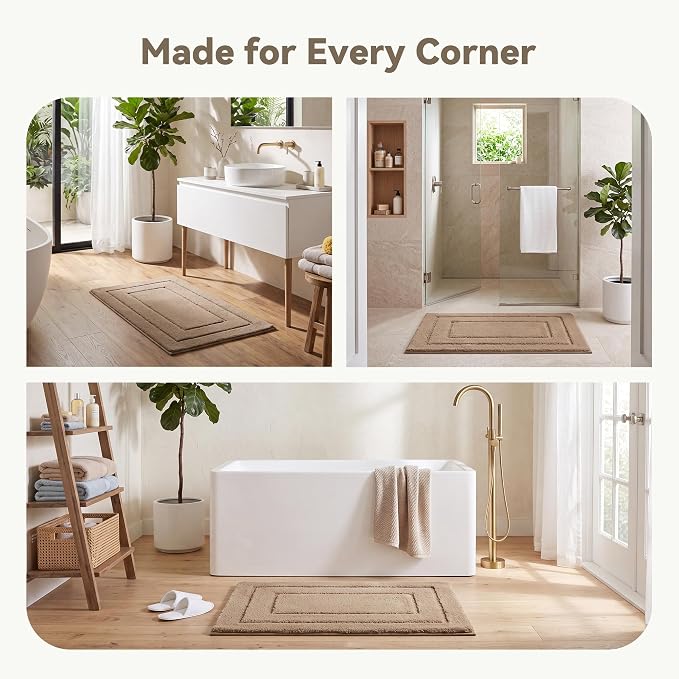 GRANNY SAYS Champagne Bathroom Rug 16" x 24", Non-Slip Microfiber Bath Mat | Ultra-soft, with durable TPR backing for reliable grip, fast water absorption, machine washable for small bathroom spaces