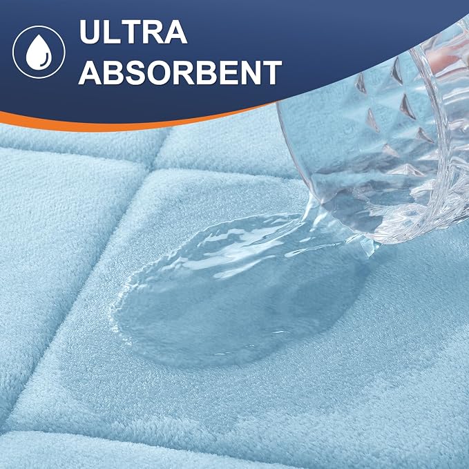 OLANLY Memory Foam Bath Mat 47x32, Ultra Soft and Absorbent Bathroom Rugs | Sky Blue, Quick Dry, Machine Washable Shower Bath Rugs, Comfortable Bath Carpet for Bathroom Floor, Tub and Shower