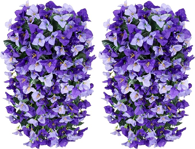 Faux Bougainvillea Artificial Flowers Plants for Outdoor Outside Decoration, 2pcs Fake Flowers Silk Long Trailing Vines UV Resistant Realistic Faux Flowers for Front Door Porch Planter Urn Yard, Mix