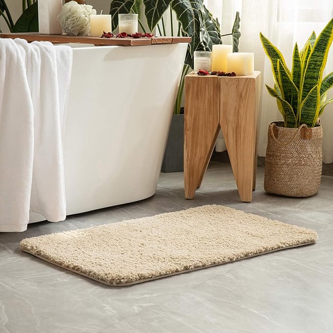 MIULEE Camel Bathroom Rugs Soft Small Microfiber Bath Mat 16x24 Inch | Absorbent, Non Slip, Quick Dry, Fluffy Bath Rugs for Bathroom Floor Tub Showers, Machine Washable