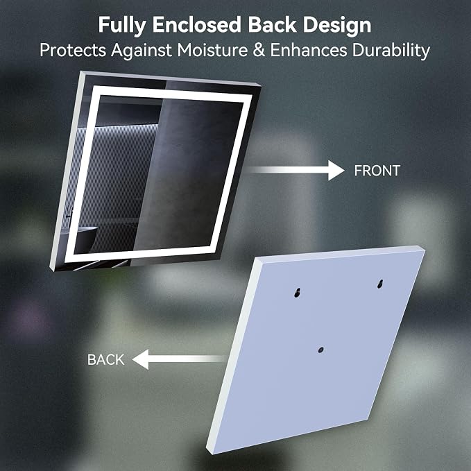LED Bathroom Mirror, Vanity Mirror with Light for Wall 16"×24" | Stepless Dimmable, 3 Colors (3000K-6000K), Anti-Fog, Wall Mounted, 1 Hour Auto Off, Memory Function, Reinforced Packaging