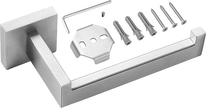 HITSLAM Brushed Nickel Toilet Paper Holder Premium 304 Stainless Steel Square Toilet Roll Holder for Bathroom Rustproof Wall-Mounted 2 Pack