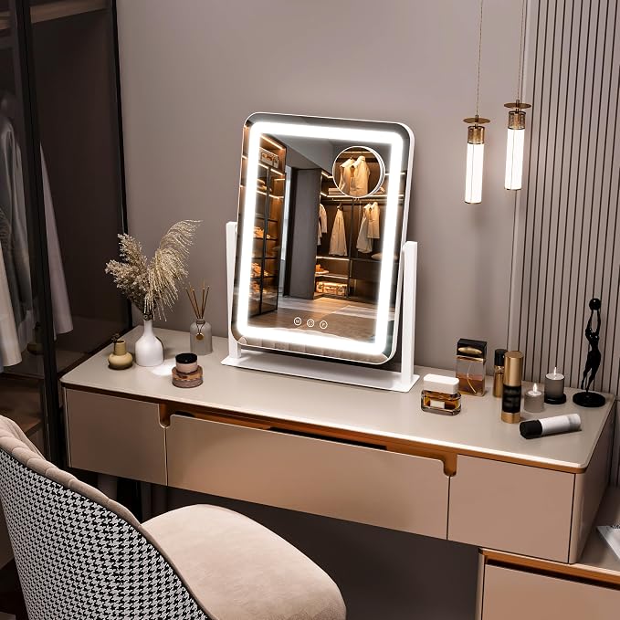 STAISE Hollywood Vanity Mirror with Lights, 17" LED Lighted Makeup Mirror | Dimmable & Three Color Lighting Modes, 10X Magnification Mirror, CRI>95% HD, 20W High Brightness (96 LED)