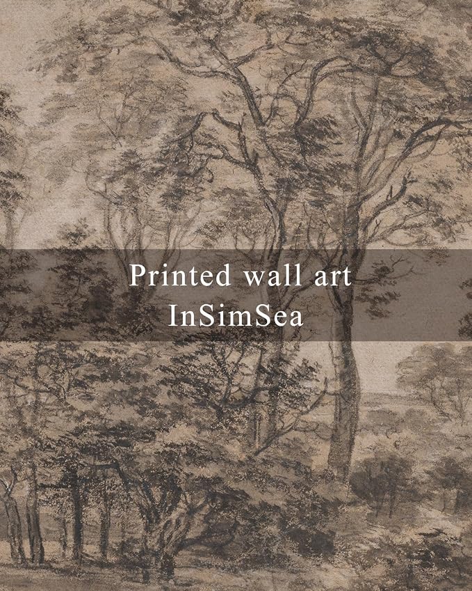InSimSea Framed Canvas Prints Vintage Decor, Sketch Dark Moody Forest Brown Trees Landscape Paintings Wall Art, Large Countryside Farmhouse Hanging Wall Decor for Living Room Bedroom, 24x36inch