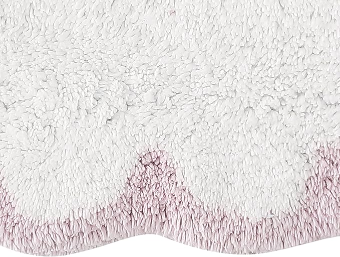 Peri Home Scalloped Bath Rug 20" x 30" White with Blush 1-Piece | Soft & Absorbent, Cotton Tufted, Mat, Scallop
