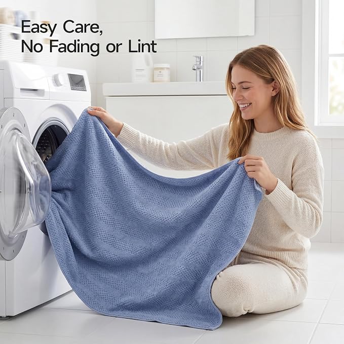ecolook Microfiber Bath Towels Set of 4, 31 x 63 Inch Extra Large Bath Towel Set, Super Soft & Highly Absorbent, Quick Dry Lightweight Towels for Bathroom, Gym, Spa, Pool & Travel, Blue & Gray