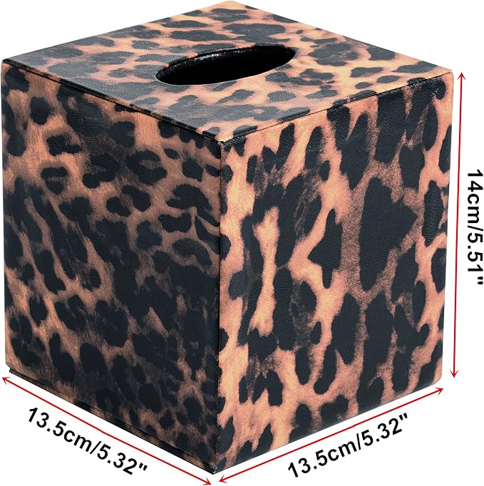 S Forever Home Decor Cube Tissue Box Holders PU Leather Square Tissue Box Cover (Peony)