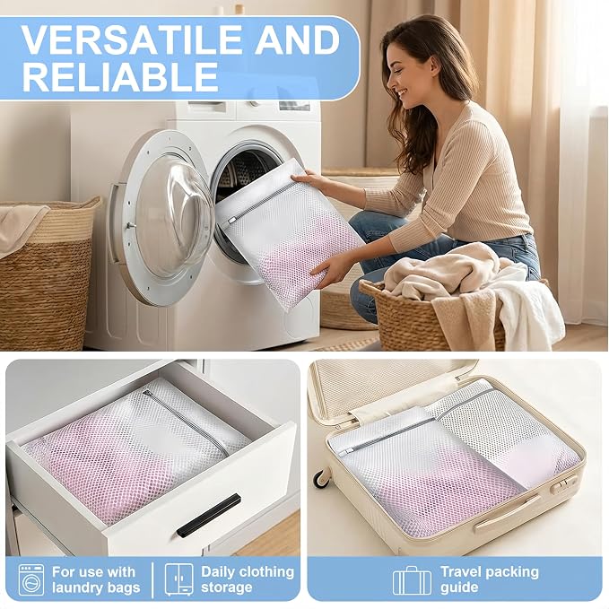 3Pcs Laundry Bags Mesh Wash Bags 9x12 Inches | (3 Small) | Upgraded Honeycomb & Fine Mesh, Extra Durable with Sturdy Zippers
