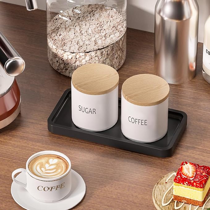 Weenson Small Bathroom Vanity Tray for Countertop Makeup Perfume Jewelry Decor Candle Keys, Small Black Kitchen Tray for Soap Dispenser Spice Bamboo Toilet Tray 7.9" L x 4" W x 0.79" H