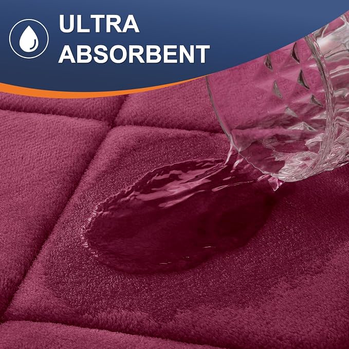 OLANLY Memory Foam Bath Mat 59x34, Ultra Soft and Absorbent Bathroom Rugs | Burgundy, Quick Dry, Machine Washable Shower Bath Rugs, Comfortable Bath Carpet for Bathroom Floor, Tub and Shower