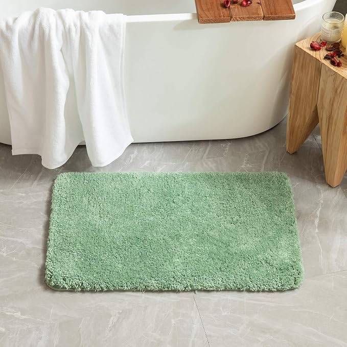 MIULEE Sage Green Bathroom Rugs Soft Small Microfiber Bath Mat 16x24 Inch | Absorbent, Non Slip, Quick Dry, Fluffy Bath Rugs for Bathroom Floor Tub Showers, Machine Washable