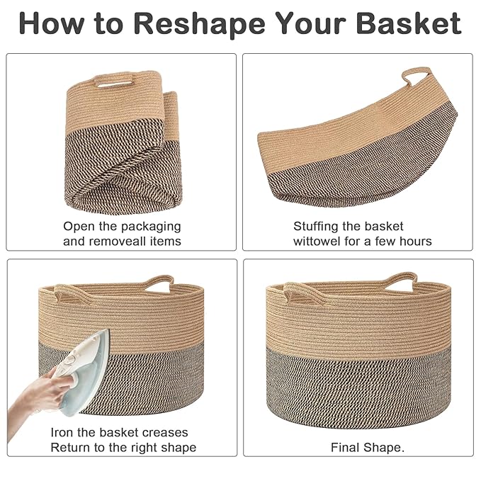 90L Extra Large Blanket Basket,Woven Rope Laundry Basket-Mixed Pink | Collapsible, reinforced handles, nursery storage bin organizes clothes, toys and pillows for living room, bedroom bathroom
