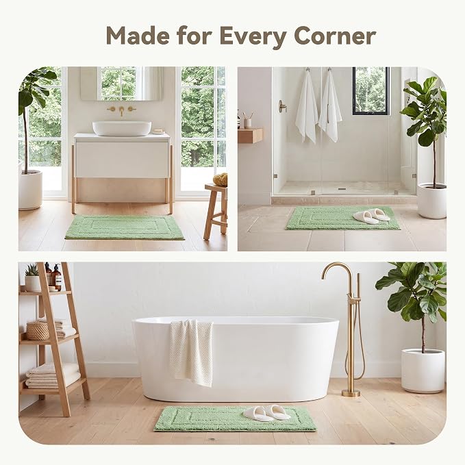 GRANNY SAYS Sage Green Bathroom Rug 20" x 32", Non-Slip Bath Mat | Ultra-soft, durable TPR backing for reliable grip, fast water absorption, machine washable for Vanity, Shower, Tub