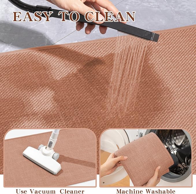 Bathroom Rugs Mat 36x24, Ultra Thin Non Slip Bath Mat Large Quick Dry Absorbent Bath Mat for Bathroom, (Dark Pink, 36"x24")