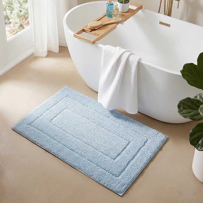 GRANNY SAYS Baby Blue Bathroom Rug 16" x 24", Non-Slip Microfiber Bath Mat | Ultra-soft, with durable TPR backing for reliable grip, fast water absorption, machine washable for small bathroom spaces
