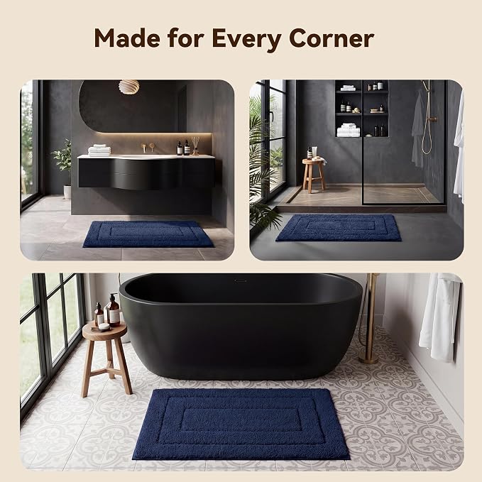 GRANNY SAYS Blue Bathroom Rug 16" x 24", Non-Slip Microfiber Bath Mat | Ultra-soft, with durable TPR backing for reliable grip, fast water absorption, machine washable for small bathroom spaces