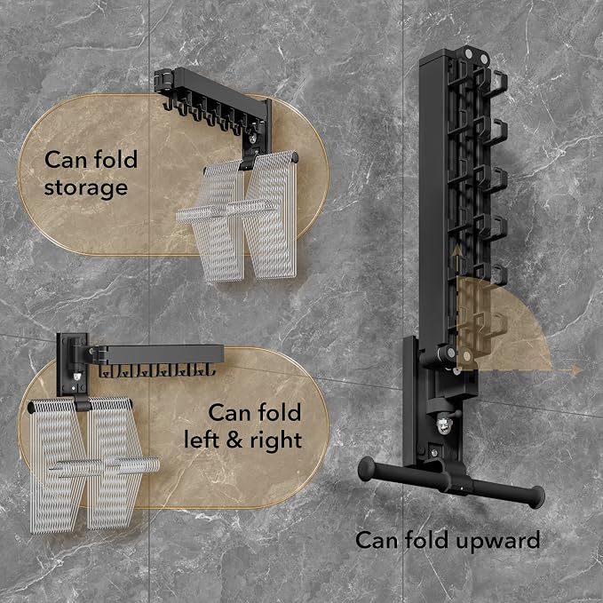 ZdwCyl Clothes Drying Rack,Laundry Drying Rack Wall Mount, Wall Mounted Clothes Rack,Retractable,Collapsible(Tri-Fold),Drying Rack Clothing,can Fold Upward & Left & Right,Space Saver, White Color