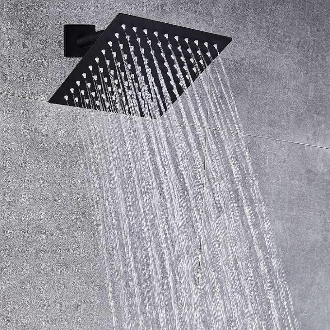 Voolan Rain Shower head, High Pressure Shower Head Made of 304 Stainless Steel, Relaxed Shower Experience Even at Low Water Flow and Pressure (6" Black)