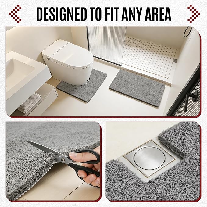 17 * 30in Shower Mat Bathtub Mat Non Slip | Bathmats Non Slip, Quick Drying Foot Scrubber Loofah Mats for Inside Shower, Tub, Bathroom, Home, Grey