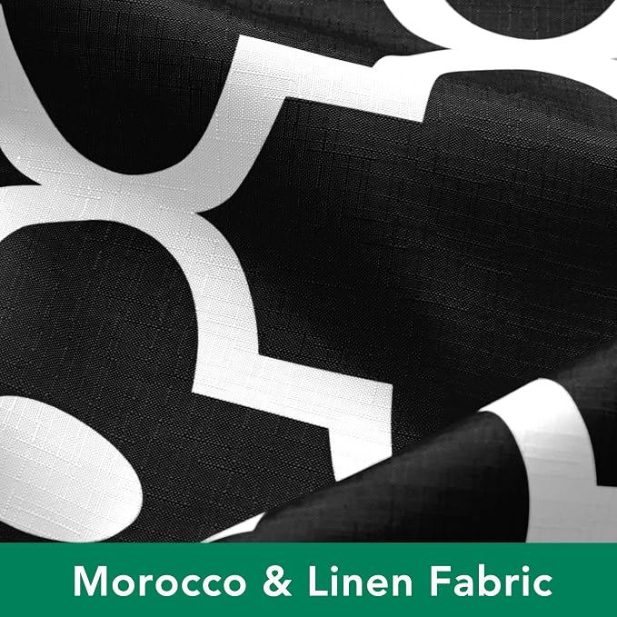Biscaynebay Extra Long Textured Fabric Shower Curtains 72" W x 84" L, Black Morocco Pearl Printed Hotel Spa Luxury Decorative Bathroom Curtain Machine Washable