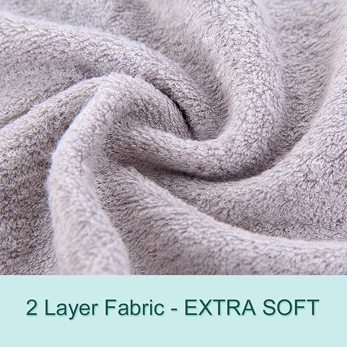 HIPHOP PANDA Ultra Soft Hooded Baby Towel - 2-Layer Thick 500GSM Absorbent | Rayon Made from Bamboo, Hooded Bath Towel for Newborn, Infant, Toddler, Baby Registry - Hippo, 30x40 In