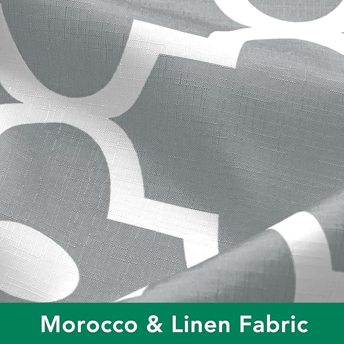 Biscaynebay Extra Long Textured Fabric Shower Curtains 72" W x 84" L, Silver Grey Morocco Pearl Printed Hotel Spa Luxury Decorative Bathroom Curtain Machine Washable