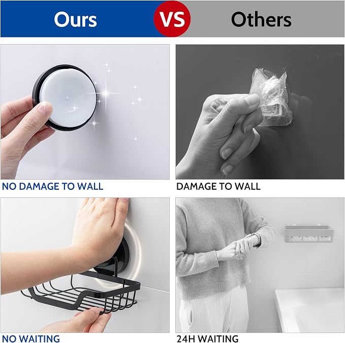 Soap Holder,Shower Soap Dish,Suction Cup,Stainless Steel,Black | bar soap holder,storage soap & sponge for bathroom,bathtub,shower,kitchen,sink,wall mounted,no drilling removable waterproof