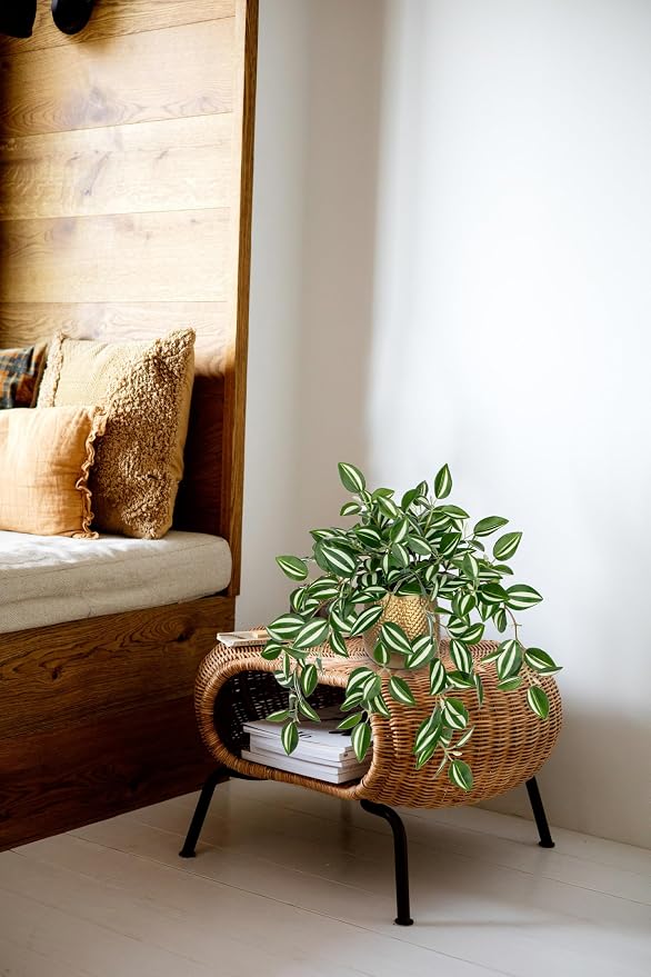 Briful Faux Plants Indoor 17.7in Fake Watermelon Peperomia Plant in Gold Pot with Realistic Silk Green Leaves Artificial Potted Plant for Home Office Table Bookshelf Desk Room Decor