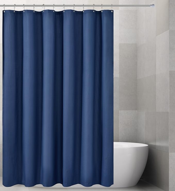 Barossa Design Soft Microfiber Fabric Shower Liner or Curtain Navy Blue | Hotel Quality, Machine Washable, Water Repellent 70W x 72H Lightweight Cloth Shower Curtain for Bathroom/Tub