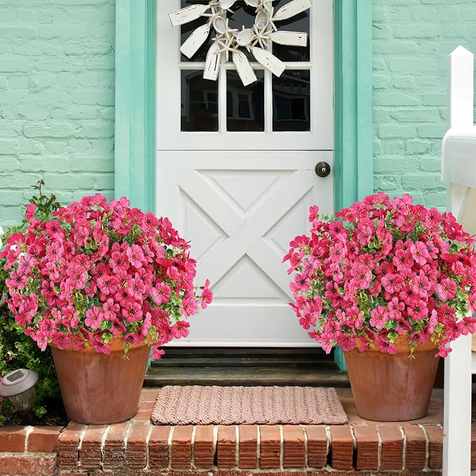 AGIRL Artificial Flowers Outdoor UV Resistant Fake Plant Garden Patio Decor | 16 Bundles,No Fade Plastic Faux Flowers for Hanging Planters front porch yard Indoor Outside,grave decorations for cemetery