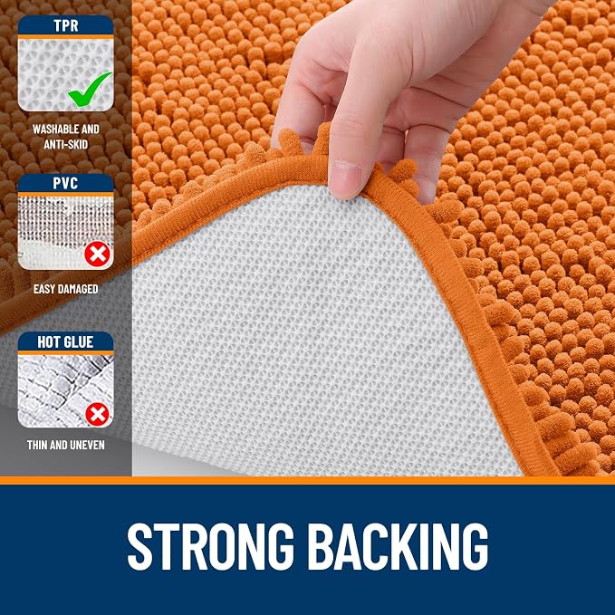 OLANLY Large Bathroom Rugs 44x32, Extra Soft Absorbent Chenille Bath Rugs | Clay, Quick-Drying Rubber Backing, Machine Washable Bath Mat for Bathroom Floor, Tub and Shower, Home Decor Accessories