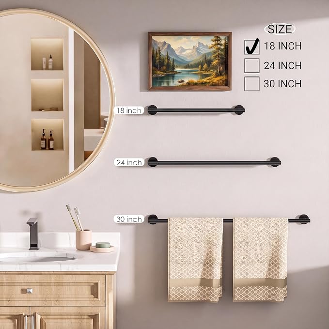 FORIOUS Bathroom Accessories, 4-Piece Bathroom Hardware Set - 18" Towel Bar | Brushed Gold | Towel Hooks, Towel Racks for Bathroom, Toilet Paper Holder Wall Mounted & Towel Ring | SUS304 Stainless Steel