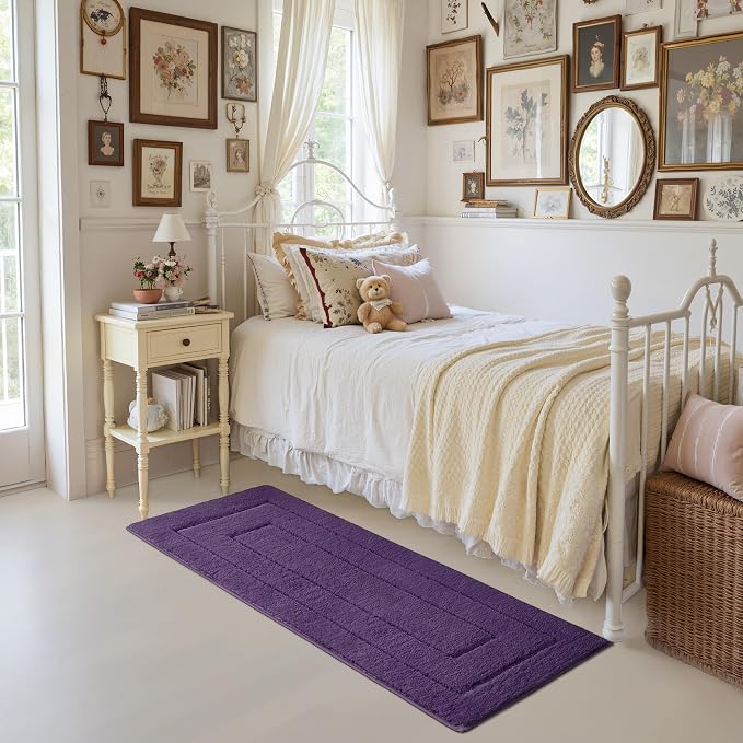 GRANNY SAYS Purple Bathroom Runner Rug 59" x 24", Soft Microfiber Bath Mat | Non-Slip long rug with TPR Backing, Absorbent, Machine Washable Extra Large Bath Rugs for Double Vanity, Shower, Tub