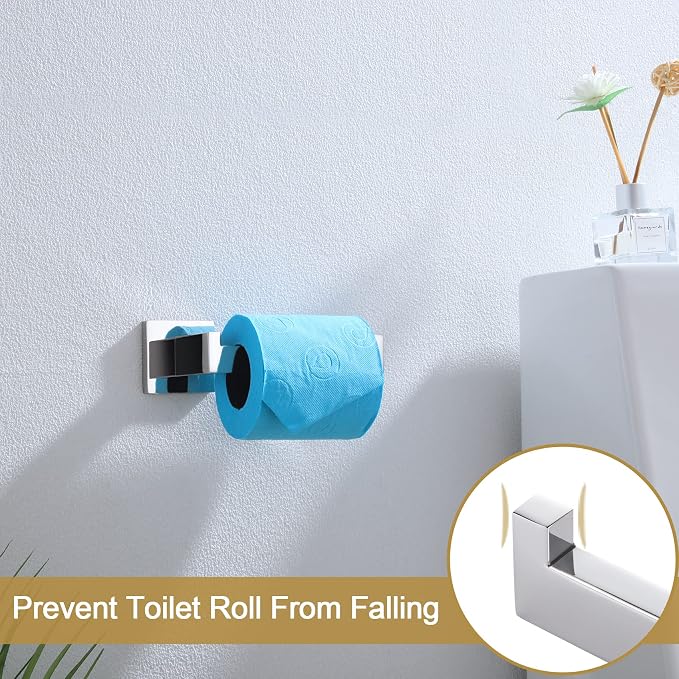 KOKOSIRI Toilet Paper Holder Chrome Toilet Roll Holder for Bathroom Kitchen Washroom T-304 Stainless Steel Wall Mounted, Polished Finish, B2003CH