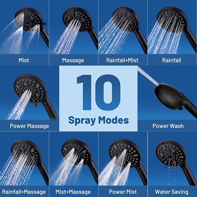 MakeFit Dual Filtered Rain Shower Head Combo, High Pressure Handheld Shower Head with Adjustable Bar - Rainfall Shower Head And Showerhead with Filter for Hard Water - Removes Chlorine