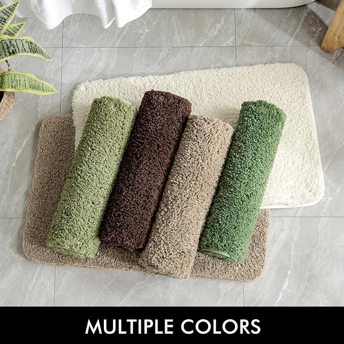 MIULEE Brown Bathroom Rugs Soft Small Microfiber Bath Mat 16x24 Inch | Absorbent, Non Slip, Quick Dry, Fluffy Bath Rugs for Bathroom Floor Tub Showers, Machine Washable