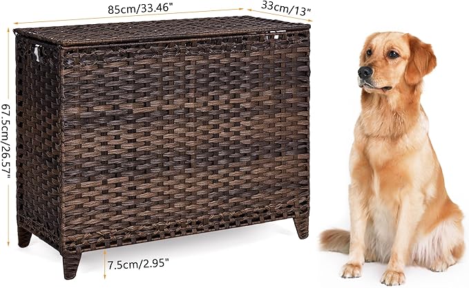Laundry Hamper with 4 Removable Liner Bags, 176L Laundry Sorter with Lid | Raised Feet; Side Carry Handles; Handwoven PP Rattan; Rust-Resistant Iron Frame; Decorative Woven Design