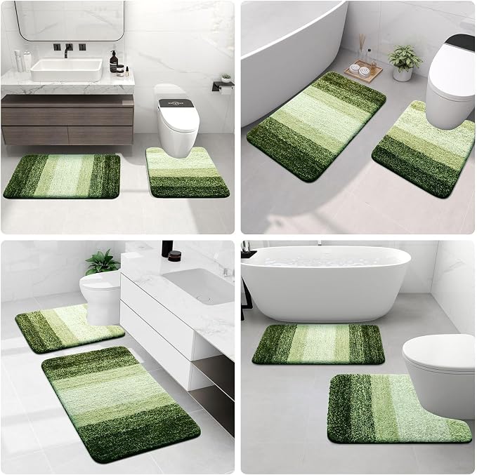Arotive Microfiber Bathroom Rugs, Shaggy Soft Absorbent Bath Rug, 24x16 | BlackishGreen, Rubber Backing Thick Plush Machine Washable Dry Bath Mats for Bathroom, Tub and Shower, Rectangular