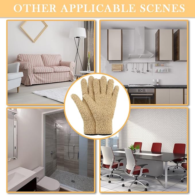 6 Pairs Microfiber Dusting Gloves, Dusting Cleaning Gloves Microfiber Gloves for Plants House Blinds Car Dust Mitt (Fresh Color,Large)