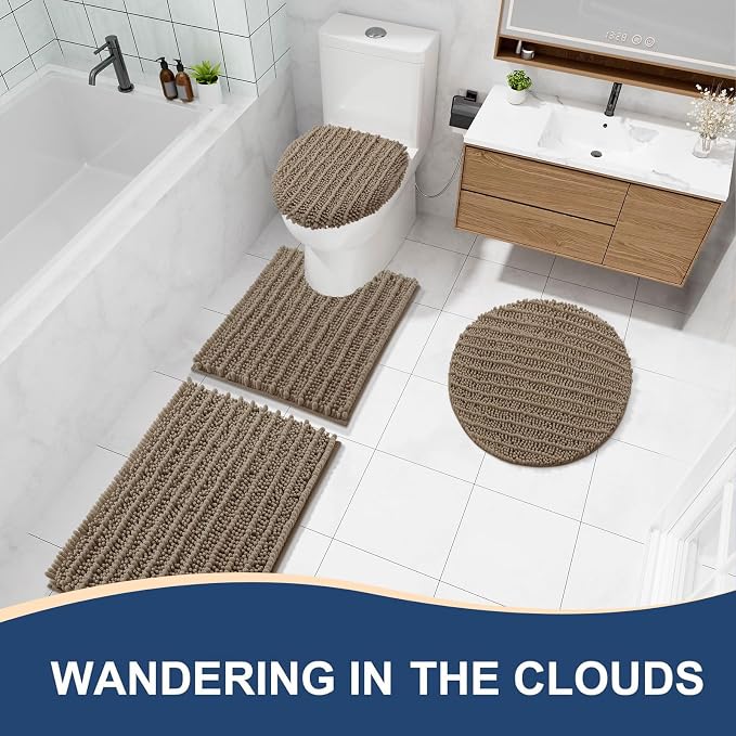 Arotive Bathroom Rugs Mat 47x24, Soft Absorbent Chenille Shaggy Bath Mat | Camel, Machine Wash Dry, Bath Rugs for Bathroom Floor, Tub and Shower, Home Decor Accessories