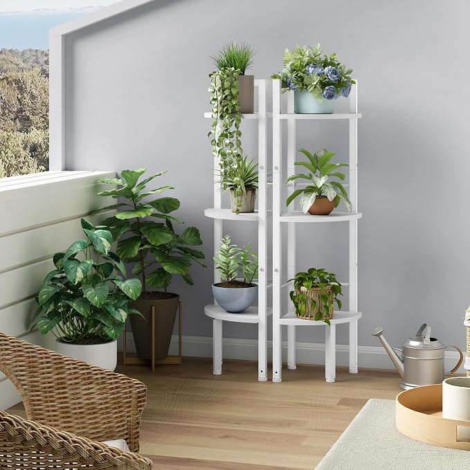 Small Corner Shelf Stand 3 Tier 39.5" with Metal Frame, White | Industrial Narrow Corner Shelf, Multipurpose Tall Corner Bookshelf, Corner Shelves for Bedroom, Living Room, Office, Kitchen